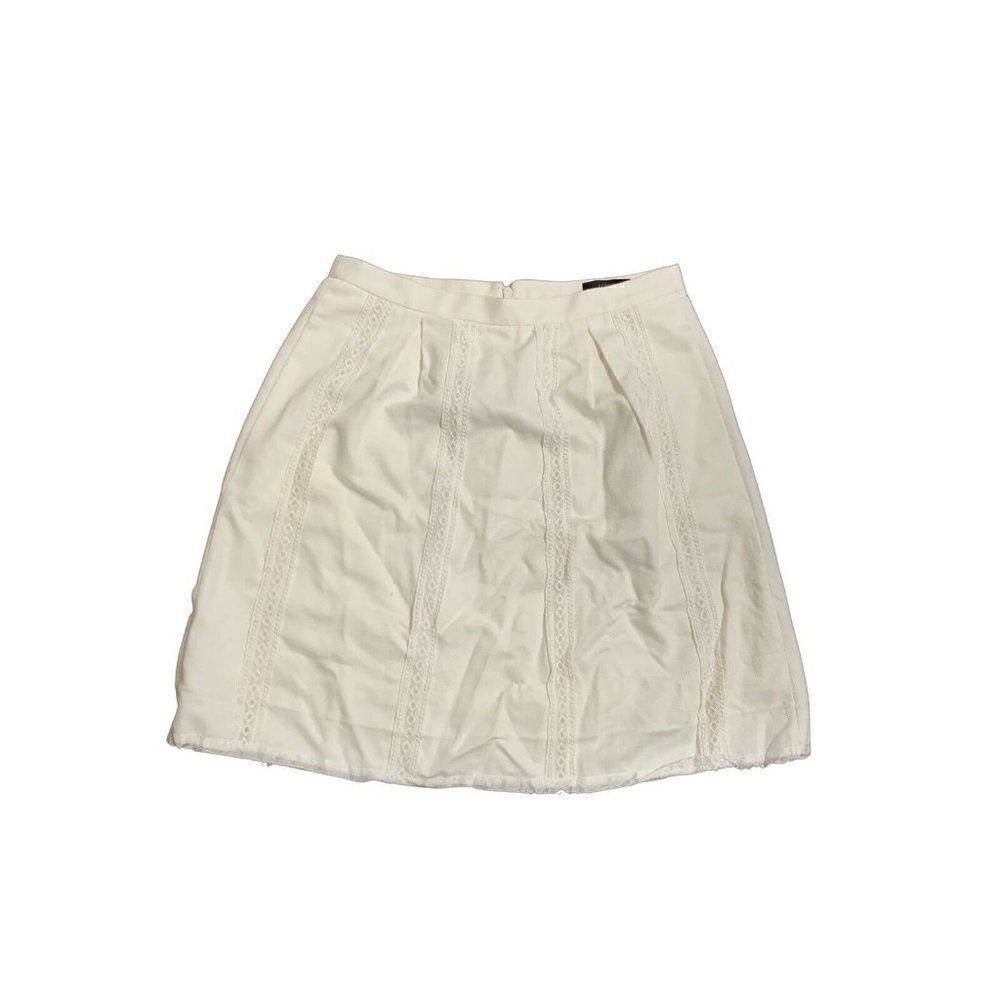 j crew womens solid white fit flare knee length skirt 2 xs